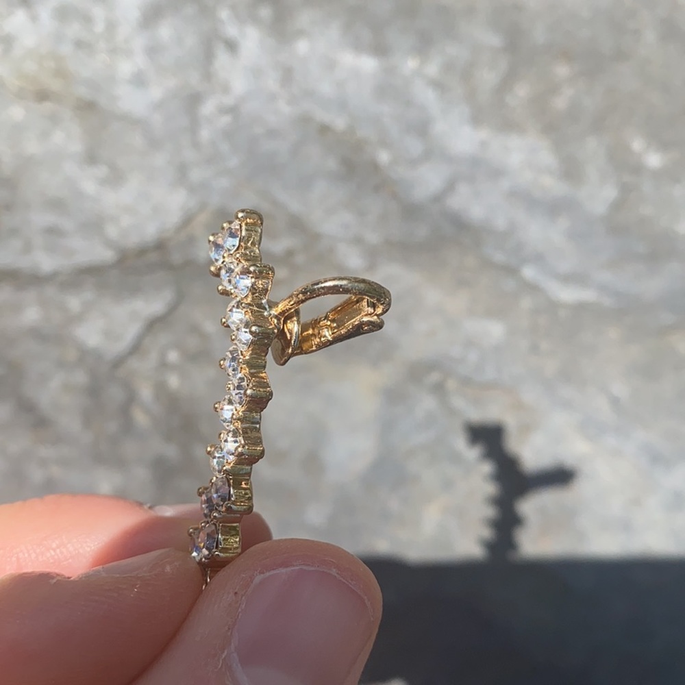Gold Rhinestone Ear Climber - Picture 6 of 6